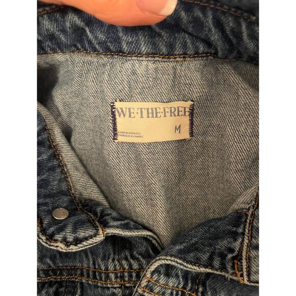 We The  Free Womens Jumpsuit Size Medium Blue Marci Denim Coveralls Short Sleeve - Picture 7 of 10